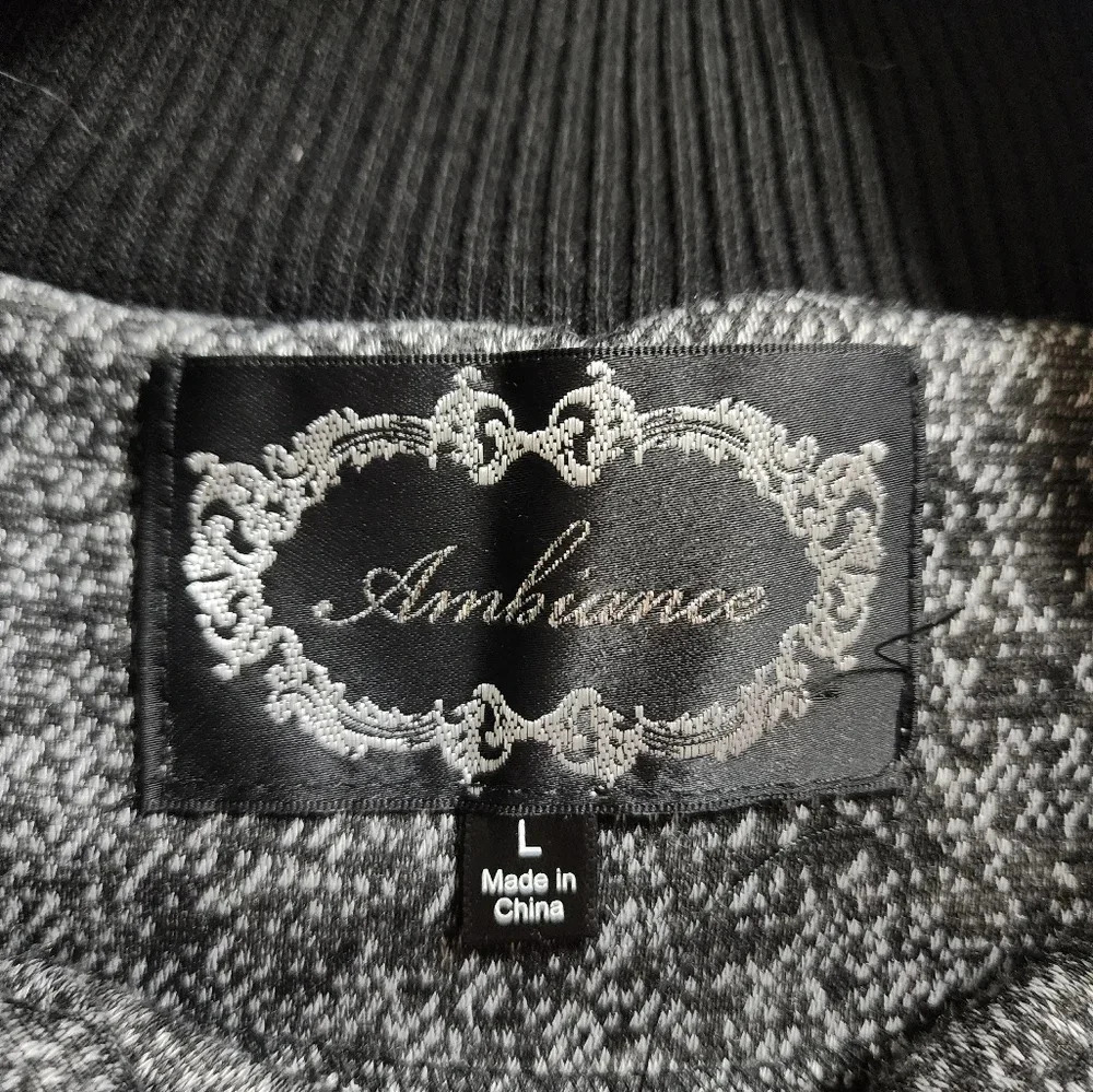 Ambiance Jacket Gray Black Women's Large Cotton Blend Full Zip 4 Pockets - Picture 8 of 10